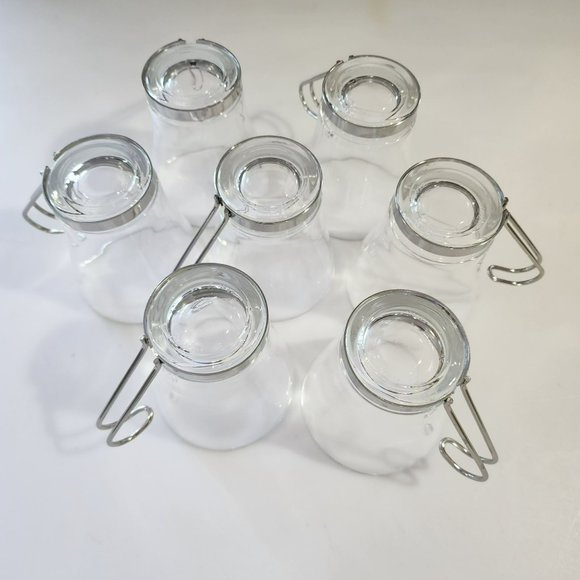 Vintage Clear Glass Cappuccino Expresso Tea Cup Coffee Mug Set of 7 Metal Handle - Picture 13 of 16